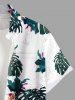 Plus Size Tropical Leaf Flowers Print Buttons Pocket Hawaii Shirt For Men -  