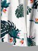 Plus Size Tropical Leaf Flowers Print Buttons Pocket Hawaii Shirt For Men -  