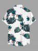 Plus Size Tropical Leaf Flowers Print Buttons Pocket Hawaii Shirt For Men -  