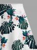 Jupe hawaïenne fendue à imprimé de fleurs tropicales grandes tailles - Blanc 1X