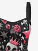 Robe trapèze à lacets, imprimé tête de mort, couronne, rose et cœur - Noir XL