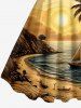 Coconut Tree Sailboat Sea Sun Print Hawaii A Line Dress -  