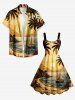 Coconut Tree Sailboat Sea Sun Print Hawaii A Line Dress -  