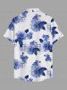 Plus Size Flower Leaf Plaid Print Hawaii Button Pocket Shirt For Men -  