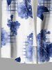 Plus Size Flower Leaf Plaid Print Hawaii Button Pocket Shirt For Men -  
