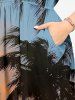 Coconut Tree Ombre Sky Dusk Print Hawaii Split Pocket A Line Midi Dress -  