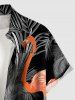 Chemise à boutons grande taille pour homme, imprimé flamant rose et feuilles tropicales, cocotiers, hawaïennes. - Noir XL