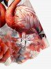 Robe hawaïenne grande taille à imprimé cocotier, fleur de mer et flamant rose - Rouge S