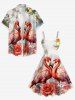 Plus Size Coconut Tree Sea Flower Flamingo Print Hawaii A Line Dress -  