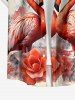 Plus Size Coconut Tree Sea Flower Flamingo Print Hawaii Button Pocket Shirt For Men -  