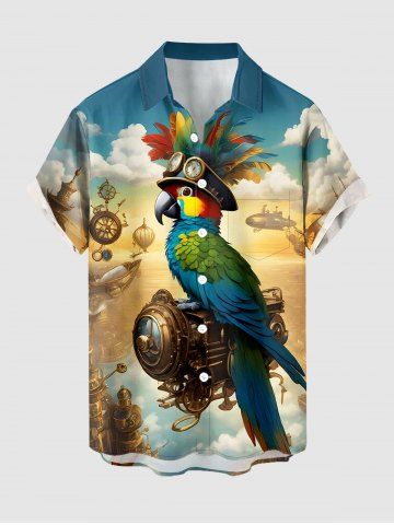 Chemise à poches boutonnées à imprimé moteur Parrot Pilot pour homme, grande taille - SKY BLUE - 3XL