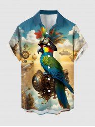 Chemise à poches boutonnées à imprimé moteur Parrot Pilot pour homme, grande taille - Bleu Ciel 6XL