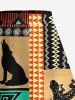 Solid Cinched Top and Ethnic Geometric Graphic Gecko Print Hawaii Split A Line Skirt Matching Set -  