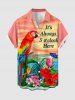 Parrot Fruit Juice Hibiscus Flower Leaf Print Plus Size Matching Hawaii Beach Outfit For Couples -  