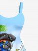 Parrot Pirate Coconut Tree Fruit Juice Skull Flowers Print Plus Size Matching Hawaii Beach Outfit For Couples -  