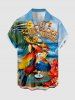 Parrot Fruit Juice Hibiscus Flowers Sea Waves Print Plus Size Matching Hawaii Beach Outfit For Couples -  