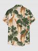 Matching Hawaii Shirt and Romper Beach Outfit Tropical Leaf Plant Giraffe Print For Couples -  
