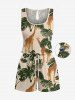 Matching Hawaii Shirt and Romper Beach Outfit Tropical Leaf Plant Giraffe Print For Couples -  