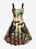 Ensemble de plage hawaïen assorti pour couples, imprimé ethnique perroquet et fleurs, grandes tailles - Bronze 