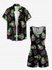 Matching Hawaii Shirt and Romper Beach Outfit Pineapple Flower Fruit Juice Printed for Couples -  