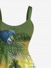 Robe débardeur hawaïenne imprimée cocotier, perroquet et bateau à jus de fruits grande taille -  L