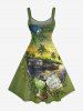 Robe débardeur hawaïenne imprimée cocotier, perroquet et bateau à jus de fruits grande taille -  L
