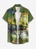 Chemise hawaïenne grande taille pour homme, motif cocotier, perroquet, jus de fruits, bateau et soleil, boutons et poche. -  S
