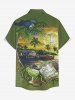 Chemise hawaïenne grande taille pour homme, motif cocotier, perroquet, jus de fruits, bateau et soleil, boutons et poche. -  S