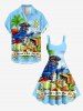 Plus Size Parrot Pirate Fruit Juice Skull Flowers Print Hawaii Tank Dress -  