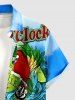 Plus Size Fruit Juice Parrots Tropical Leaf Print Buttons Pocket Hawaii Shirt For Men -  