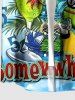 Plus Size Fruit Juice Parrots Tropical Leaf Print Buttons Pocket Hawaii Shirt For Men -  