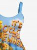 Plus Size Parrot Fruit Juice Hibiscus Flowers Sea Waves Print Hawaii Tank Dress -  