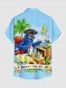 Chemise hawaïenne grande taille pour homme, avec imprimé perroquet, pirate, cocotier, jus de fruits, crâne et fleurs, boutons et poche. Motifs : perroquet, pirate, cocotier, jus de fruits, crâne et fleurs. Elle est ornée d'un motif de fruits, de fruits, de fruits et de boutons. Elle est vendue par des hommes. Elle est également vendue par des hommes. Elle est ... - Bleu Poudre S
