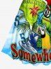 Plus Size Fruit Juice Parrots Tropical Leaf Print Hawaii Vintage Dress -  