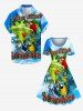 Plus Size Fruit Juice Parrots Tropical Leaf Print Hawaii Vintage Dress -  