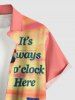 Parrot Fruit Juice Hibiscus Flower Leaf Print Buttons Pocket Hawaii Shirt For Men -  