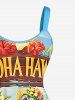 Plus Size Parrot Lovers Hibiscus Flowers Leaf Seascape Juice Print Hawaii Tank Dress -  