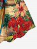 Plus Size Parrot Lovers Hibiscus Flowers Leaf Seascape Juice Print Hawaii Tank Dress -  
