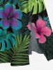 Plus Size Hibiscus Flower Tropical Leaf Print Split Hawaii Midi Dress -  