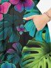 Robe midi hawaïenne fendue à imprimé feuilles tropicales et fleurs d'hibiscus (grande taille) - Vert 5X
