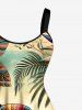 Robe hawaïenne grande taille à imprimé ethnique floral et perroquet - Bronze S