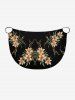 Paréo de plage convertible grande taille à imprimé floral, feuilles et branches, style hawaïen - Noir 3X