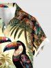 Chemise hawaïenne à poches boutons, imprimé ethnique floral et perroquet, grande taille, pour homme - Bronze 6XL