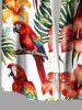 Chemise à poches boutonnées grande taille pour homme, imprimé hawaïen, fleurs d'hibiscus et perroquets, feuilles tropicales, grandes tailles - Blanc S
