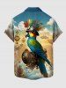 Chemise à poches boutonnées à imprimé moteur Parrot Pilot pour homme, grande taille - Bleu Ciel 6XL