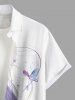 Chemise hawaïenne grande taille pour homme, à boutons et poche, imprimé 3D pailleté, motif papillon et courbes. - Blanc M