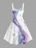 Robe débardeur hawaïenne grande taille à imprimé papillon, colorblock et paillettes 3D - Blanc M