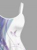 Robe débardeur hawaïenne grande taille à imprimé papillon, colorblock et paillettes 3D - Blanc M