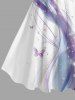 Robe débardeur hawaïenne grande taille à imprimé papillon, colorblock et paillettes 3D - Blanc 5X