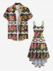 Robe à bretelles asymétrique à imprimé feuilles tropicales et fleurs d'hibiscus grande taille, style hawaïen - Rose clair M